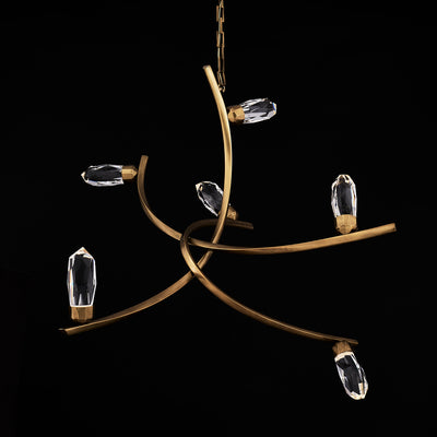 36'' Bilancia 6 Light True Brass Chandelier