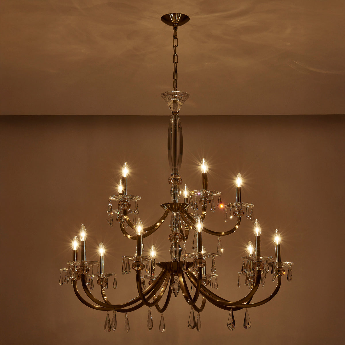 46'' Passo 15 Light Brushed Brass Chandelier