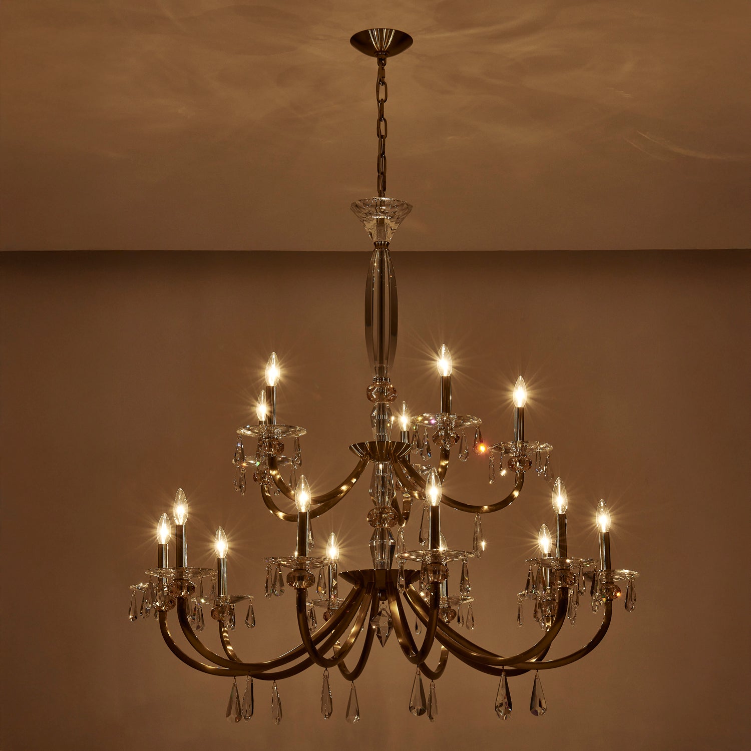 46'' Passo 15 Light Brushed Brass Chandelier