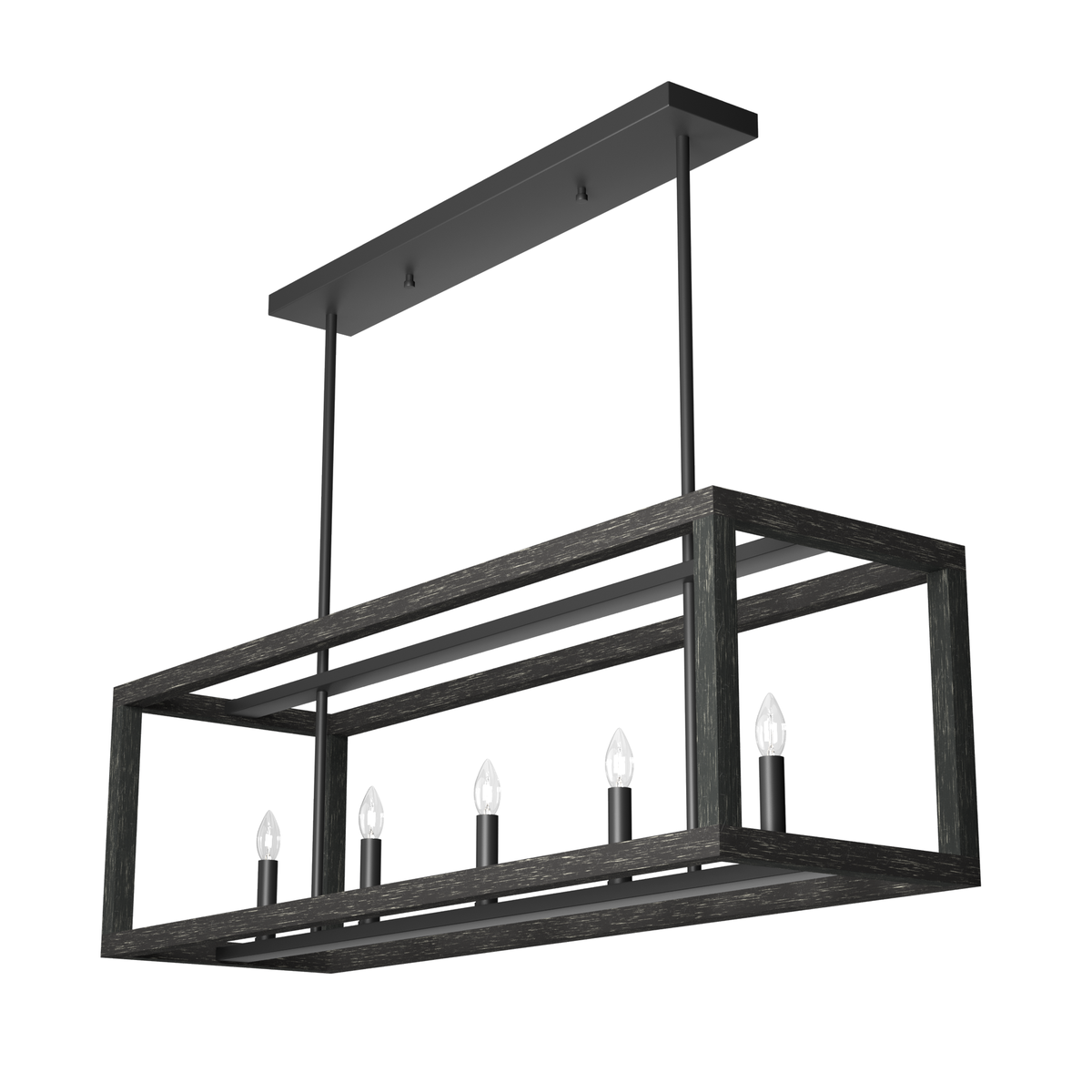 Squire Manor 40-inch 5-light Matte Black and Dark Ash Linear Chandelier
