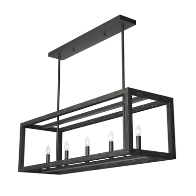 Squire Manor 40-inch 5-light Matte Black and Dark Ash Linear Chandelier