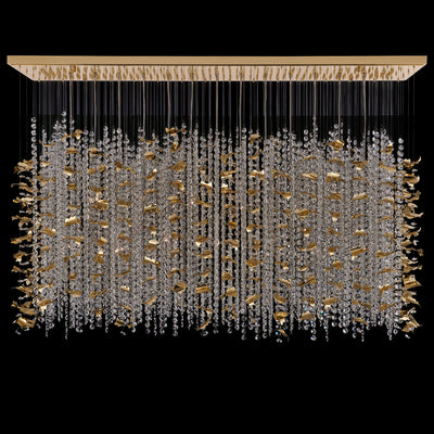 24'' Custom 13 Light 18k Gold Linear Pendant