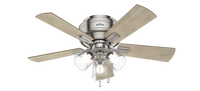 42 inch Crestfield Brushed Nickel Low Profile Ceiling Fan with LED Light Kit and Pull Chain
