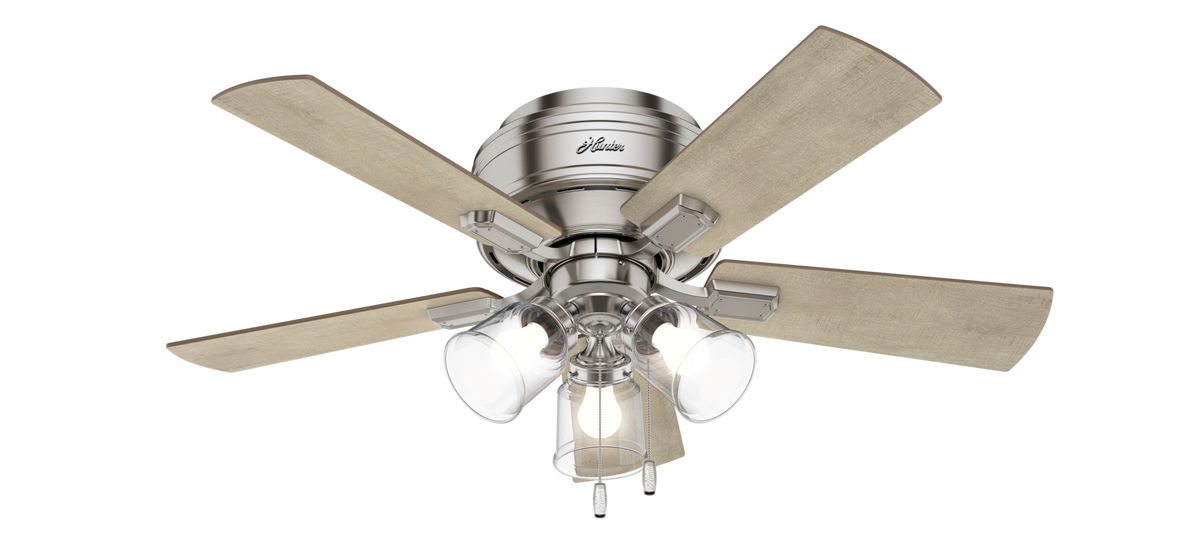 42 inch Crestfield Brushed Nickel Low Profile Ceiling Fan with LED Light Kit and Pull Chain