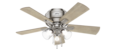 42 inch Crestfield Brushed Nickel Low Profile Ceiling Fan with LED Light Kit and Pull Chain