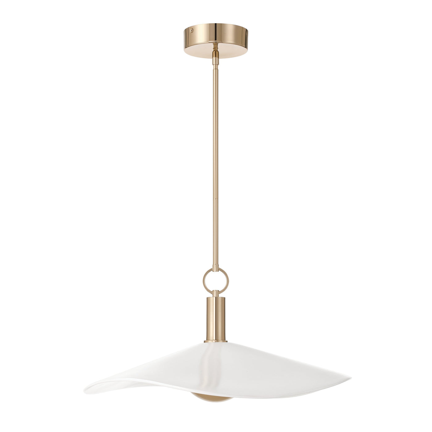 Novella 24-inch Polished Gold LED Convertible Pendant with White Glazed Ceramic Shade
