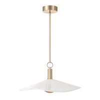 Novella 24-inch Polished Gold LED Convertible Pendant with White Glazed Ceramic Shade