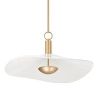Novella 24-inch Polished Gold LED Convertible Pendant with White Glazed Ceramic Shade