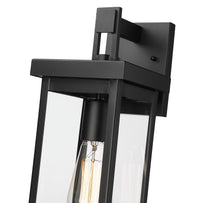 16-inch Barkeley Powder Coated Black 1-Light Outdoor Wall Sconce with Clear Glass