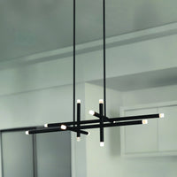 Manhattan 48-inch 12-Light Matte Black LED Chandelier with Rotating Arms