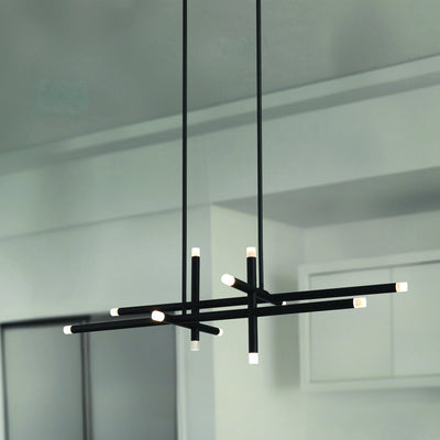 Manhattan 48-inch 12-Light Matte Black LED Chandelier with Rotating Arms