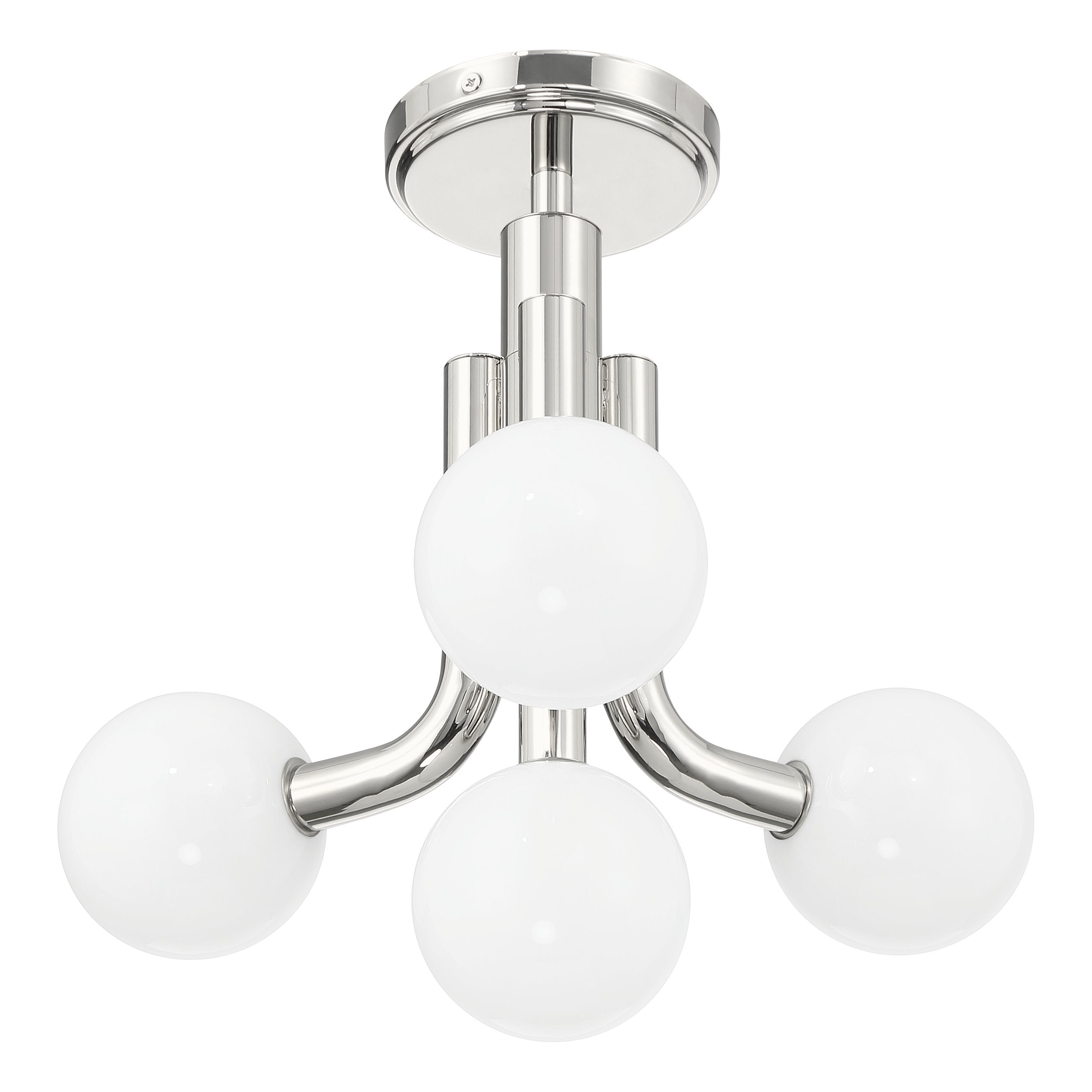 Stockholm 16-inch 4-light Polished Nickel Convertible Pendant with Opal Glass Shades