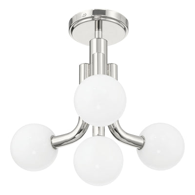 Stockholm 16-inch 4-light Polished Nickel Convertible Pendant with Opal Glass Shades