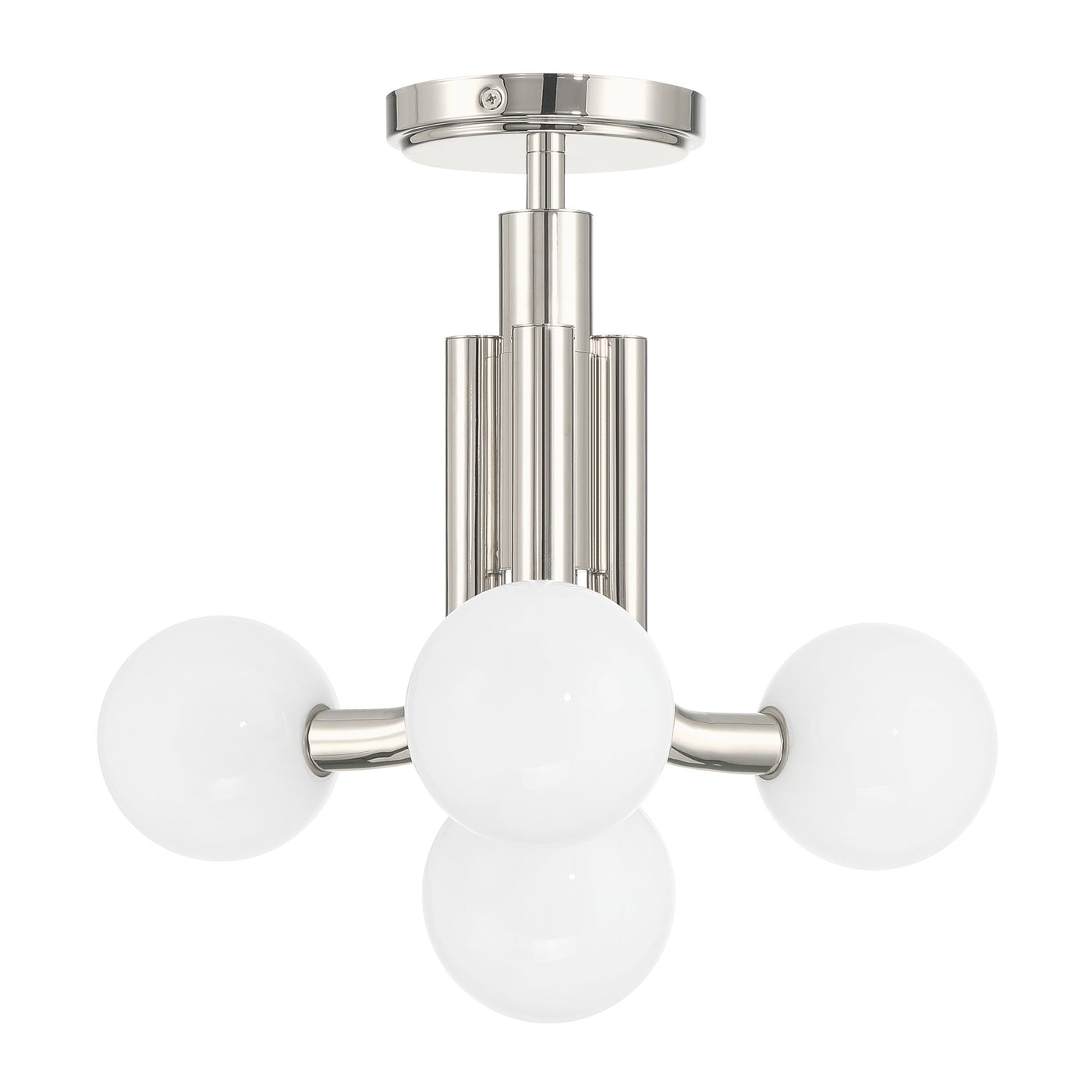 Stockholm 16-inch 4-light Polished Nickel Convertible Pendant with Opal Glass Shades