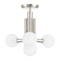 Stockholm 16-inch 4-light Polished Nickel Convertible Pendant with Opal Glass Shades