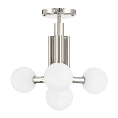 Stockholm 16-inch 4-light Polished Nickel Convertible Pendant with Opal Glass Shades