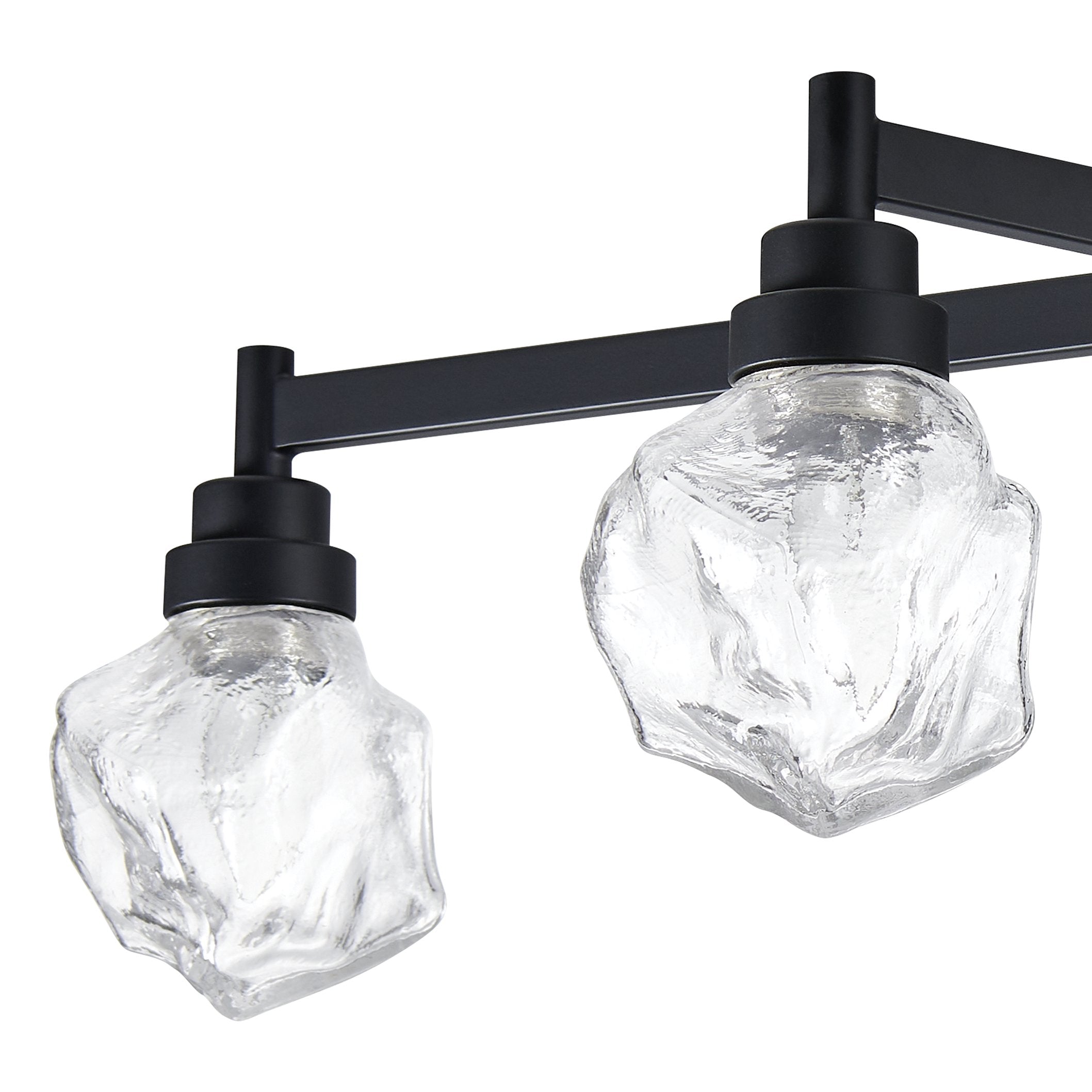Lillyanna 26-inch 5-light Matte Black Semi-Flush Mount with Clear Ice Glass Shades