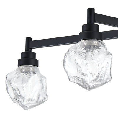 Lillyanna 26-inch 5-light Matte Black Semi-Flush Mount with Clear Ice Glass Shades