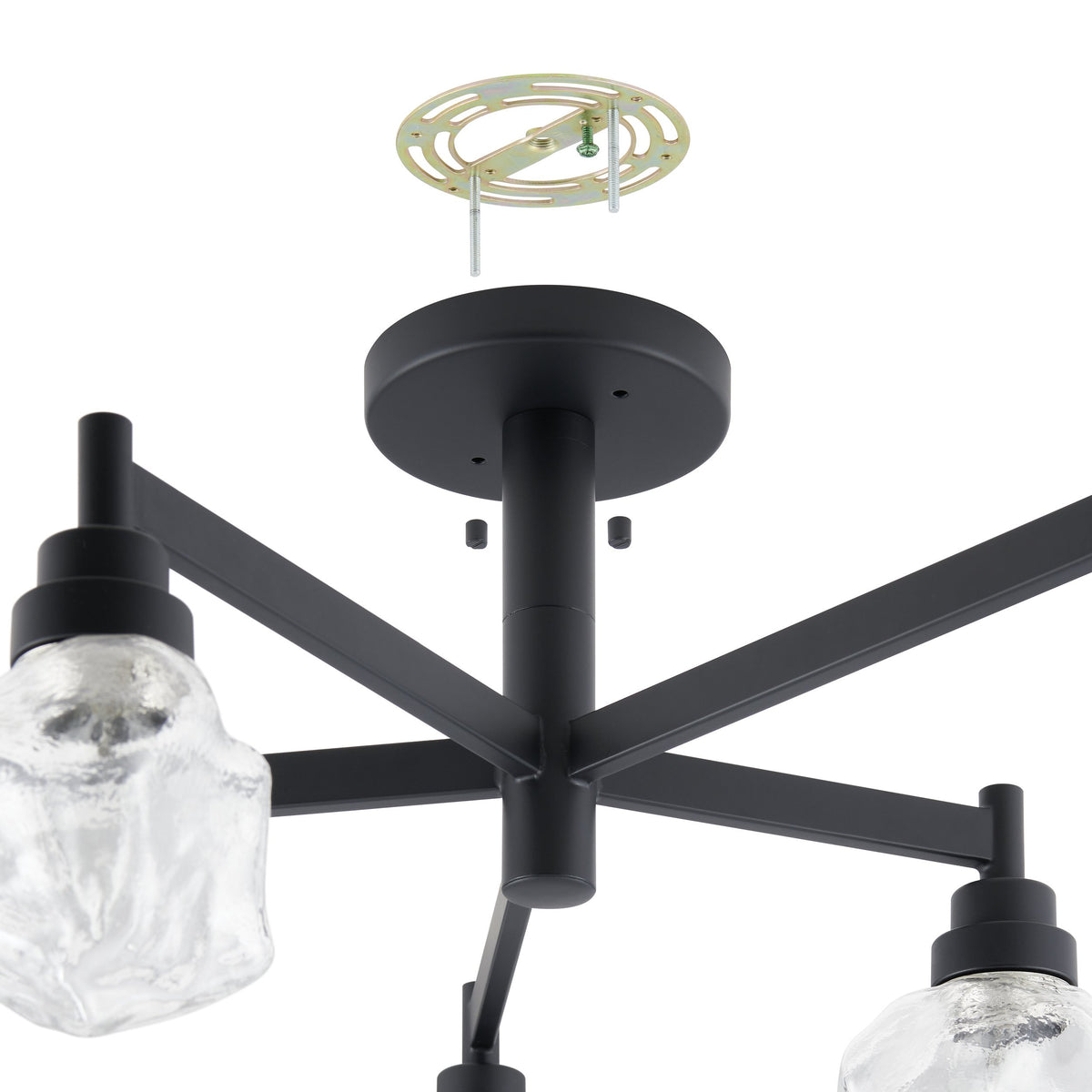 Lillyanna 26-inch 5-light Matte Black Semi-Flush Mount with Clear Ice Glass Shades