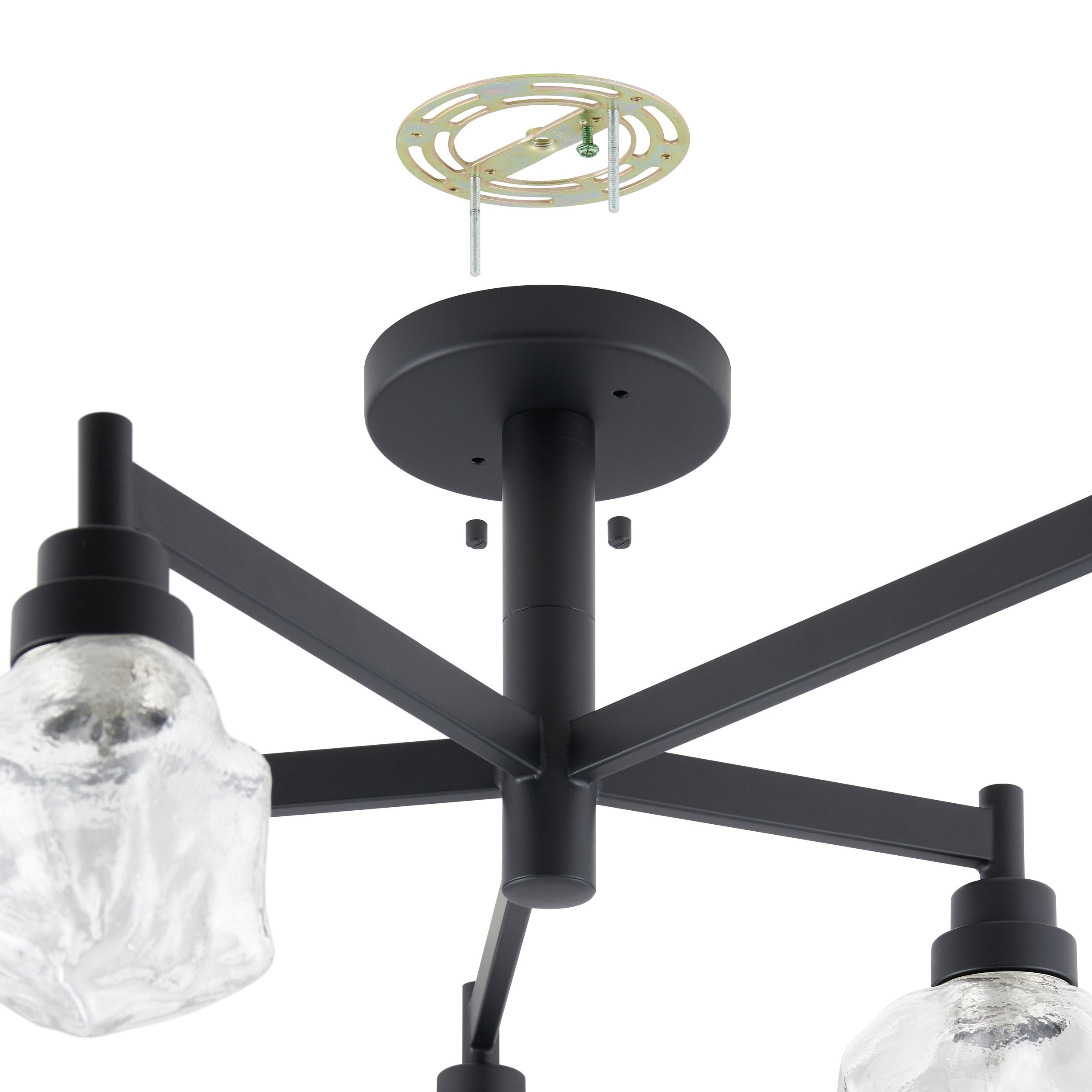 Lillyanna 26-inch 5-light Matte Black Semi-Flush Mount with Clear Ice Glass Shades