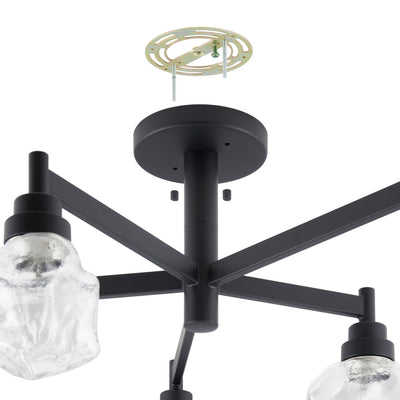 Lillyanna 26-inch 5-light Matte Black Semi-Flush Mount with Clear Ice Glass Shades