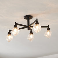 Lillyanna 26-inch 5-light Matte Black Semi-Flush Mount with Clear Ice Glass Shades