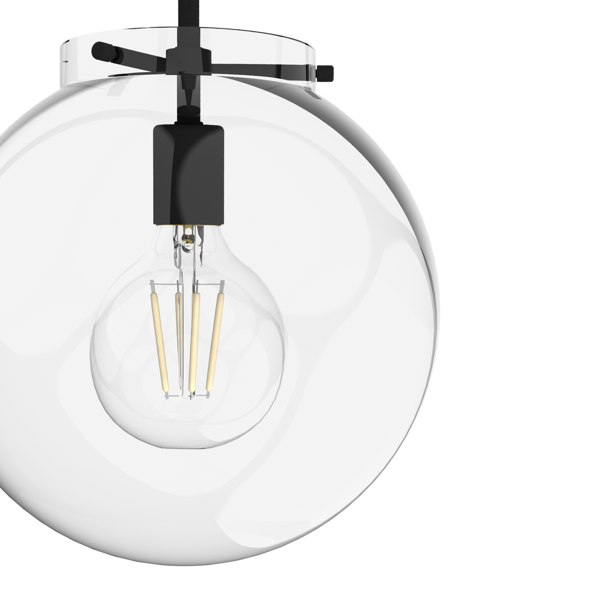 Sacha 12-inch 1-light Natural Black Iron Globe Pendant with Clear Glass