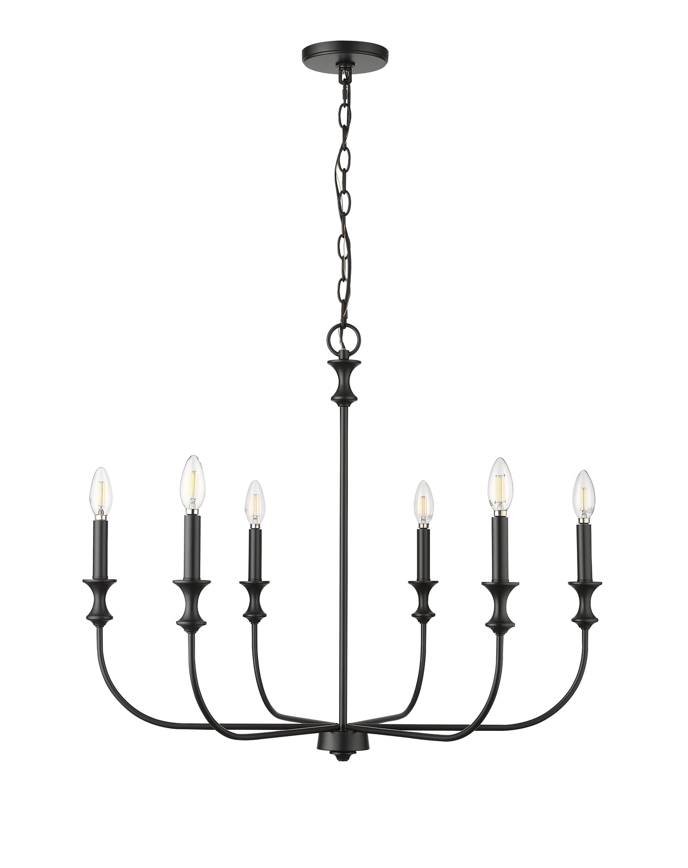 25'' Savanne Matte Black 6 Light Chandelier