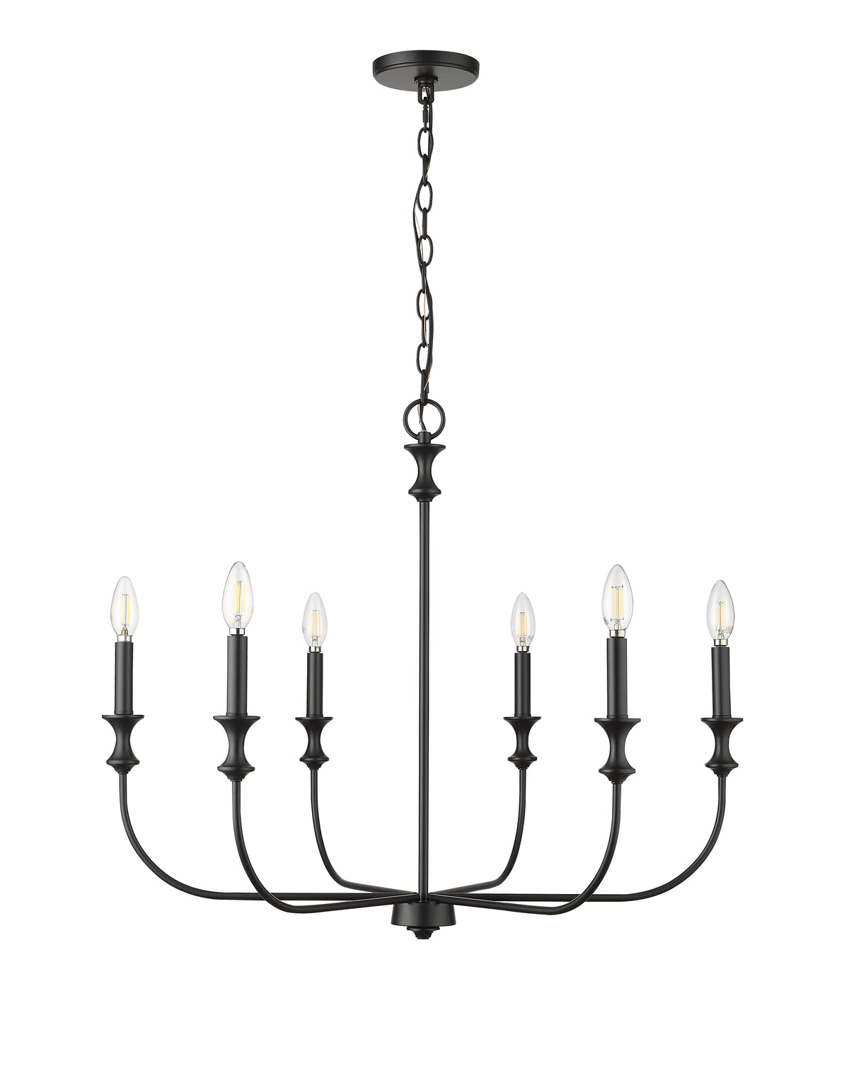 25'' Savanne Matte Black 6 Light Chandelier