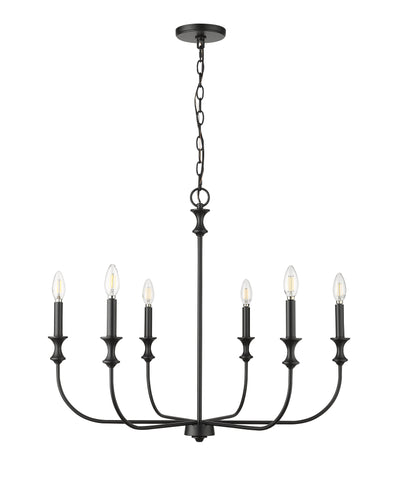 25'' Savanne Matte Black 6 Light Chandelier