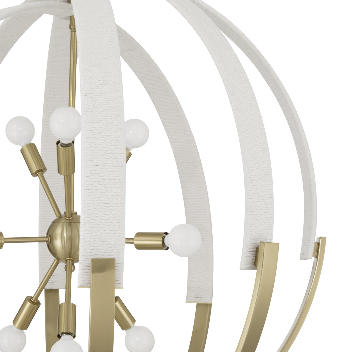 Abbey 31-inch 9-light Brass and Cream Cotton Rope Chandelier