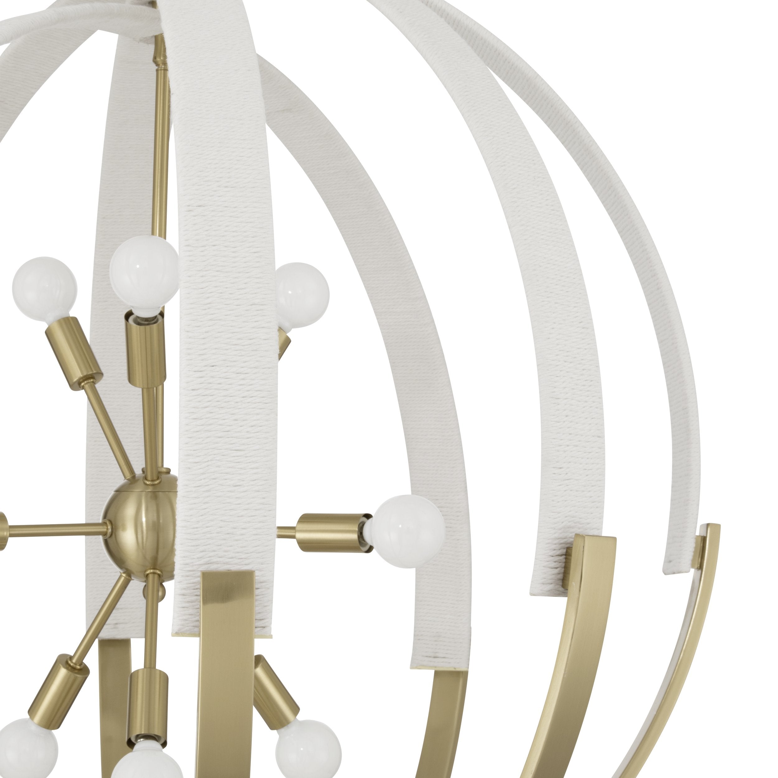 Abbey 31-inch 9-light Brass and Cream Cotton Rope Chandelier