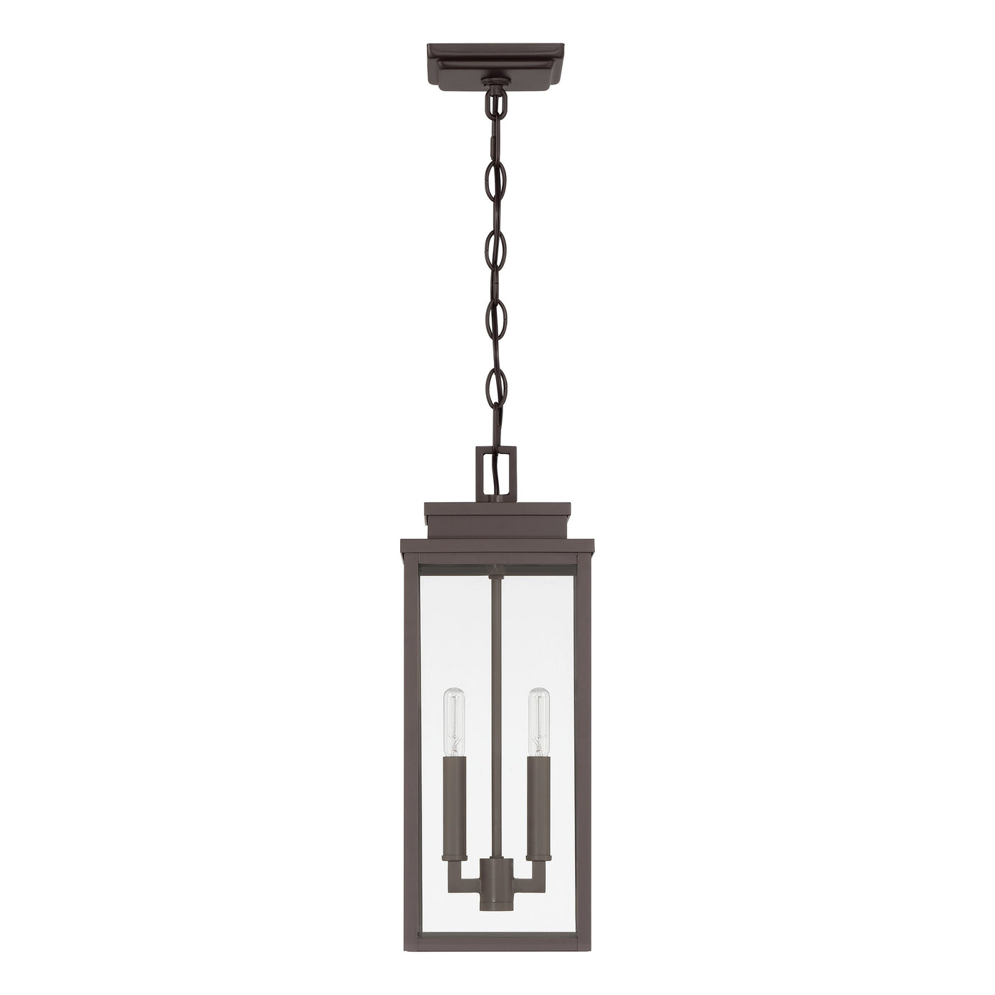 Hillside 7-inch 2-light Dark Bronze Exterior Pendant Light with Clear Glass