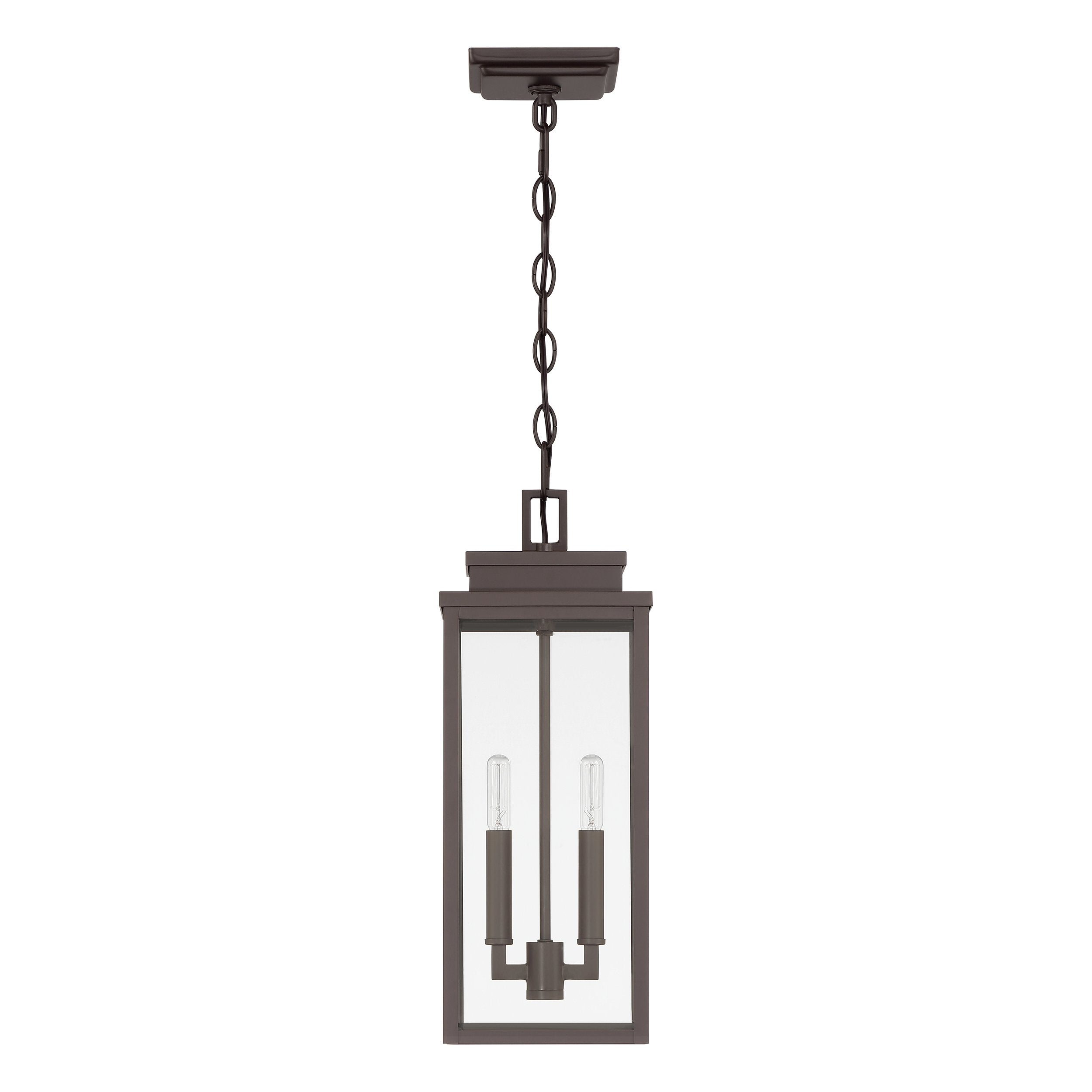 Hillside 7-inch 2-light Dark Bronze Exterior Pendant Light with Clear Glass