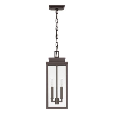 Hillside 7-inch 2-light Dark Bronze Exterior Pendant Light with Clear Glass