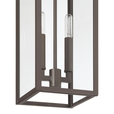 Hillside 7-inch 2-light Dark Bronze Exterior Pendant Light with Clear Glass