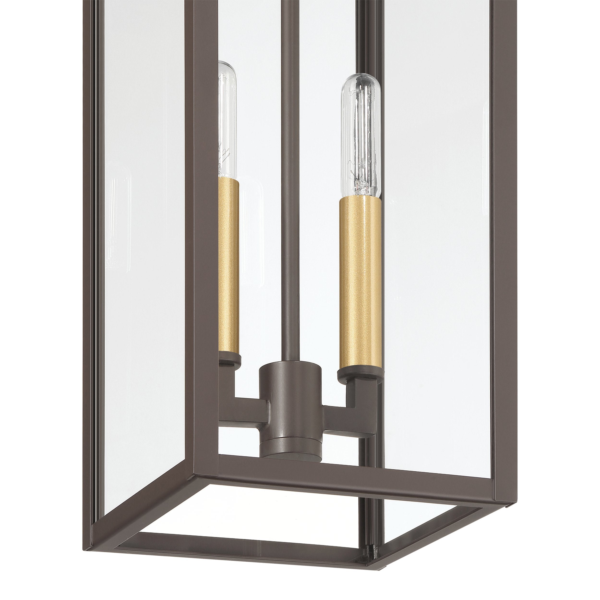 Hillside 7-inch 2-light Dark Bronze Exterior Pendant Light with Clear Glass