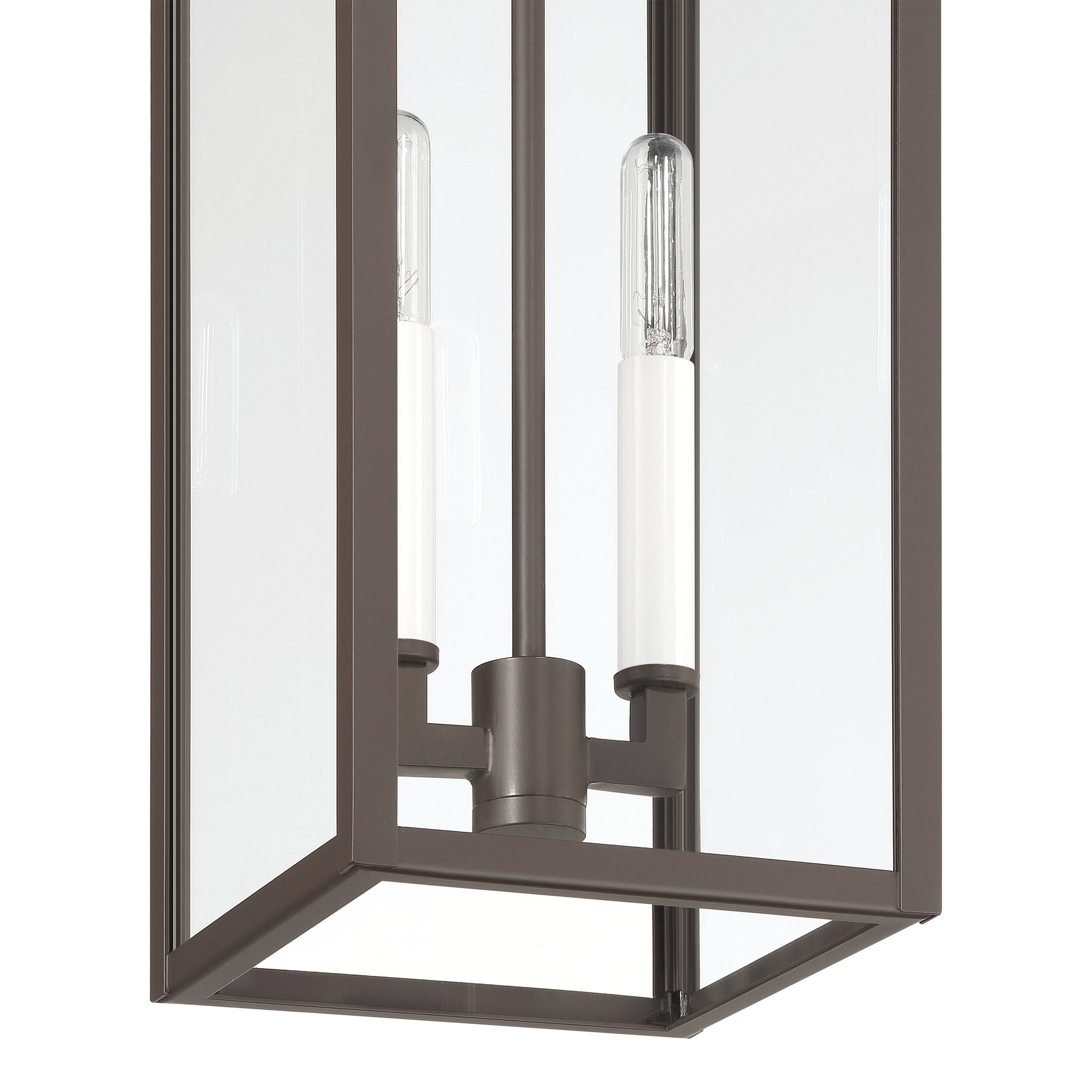Hillside 7-inch 2-light Dark Bronze Exterior Pendant Light with Clear Glass