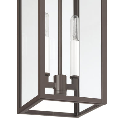 Hillside 7-inch 2-light Dark Bronze Exterior Pendant Light with Clear Glass