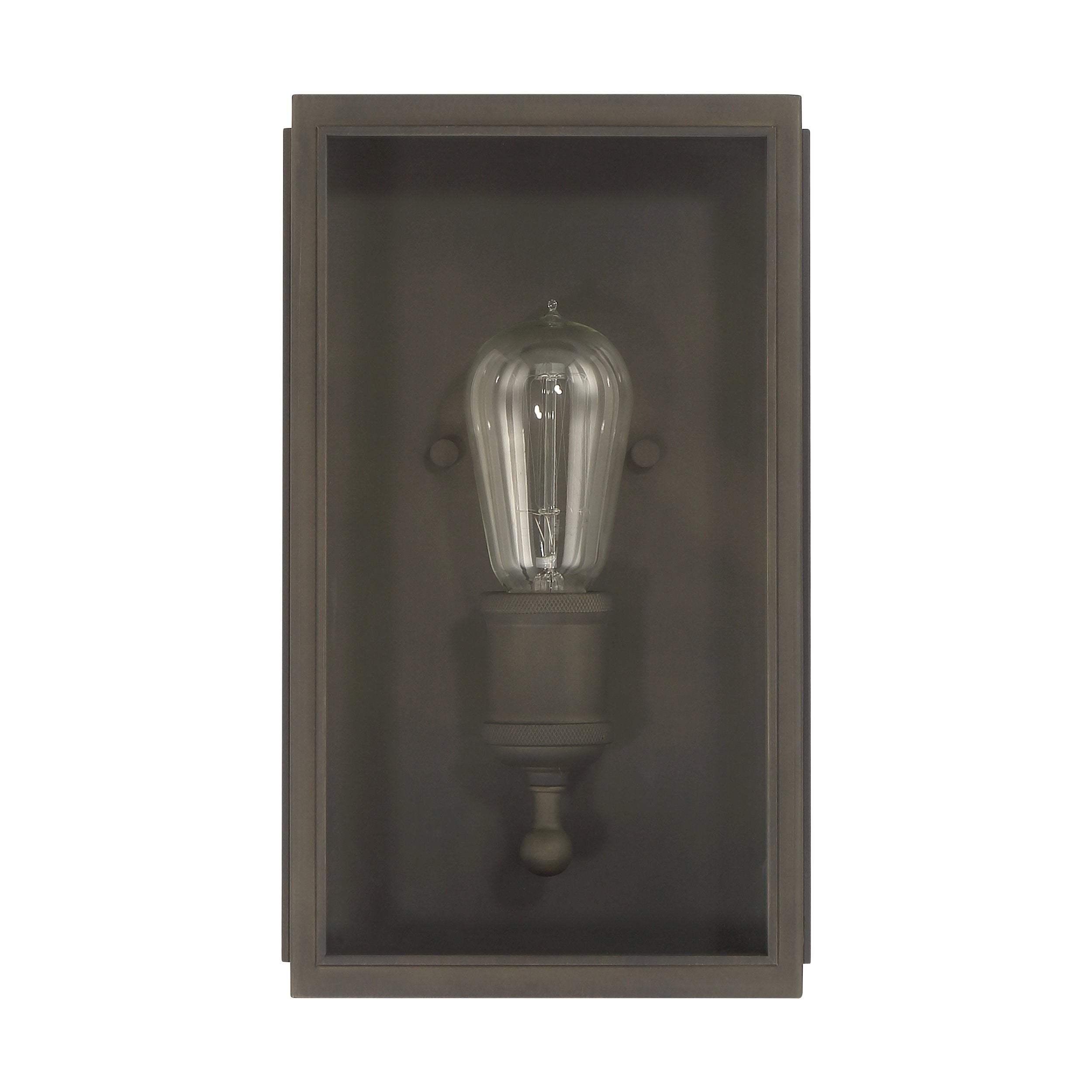 Hollis 12-inch 1-light Blackened Brass Exterior Wall Sconce with Clear Glass