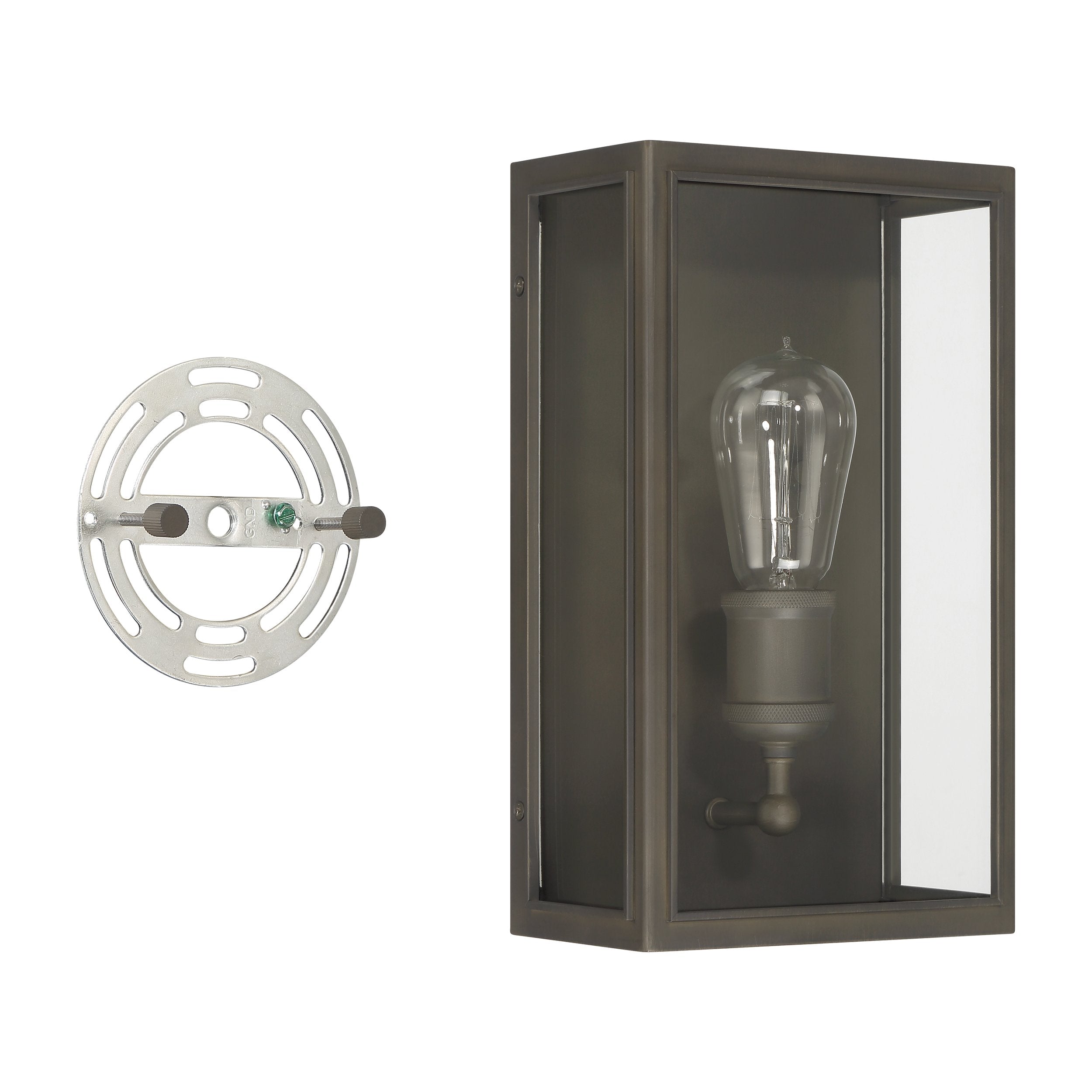 Hollis 12-inch 1-light Blackened Brass Exterior Wall Sconce with Clear Glass