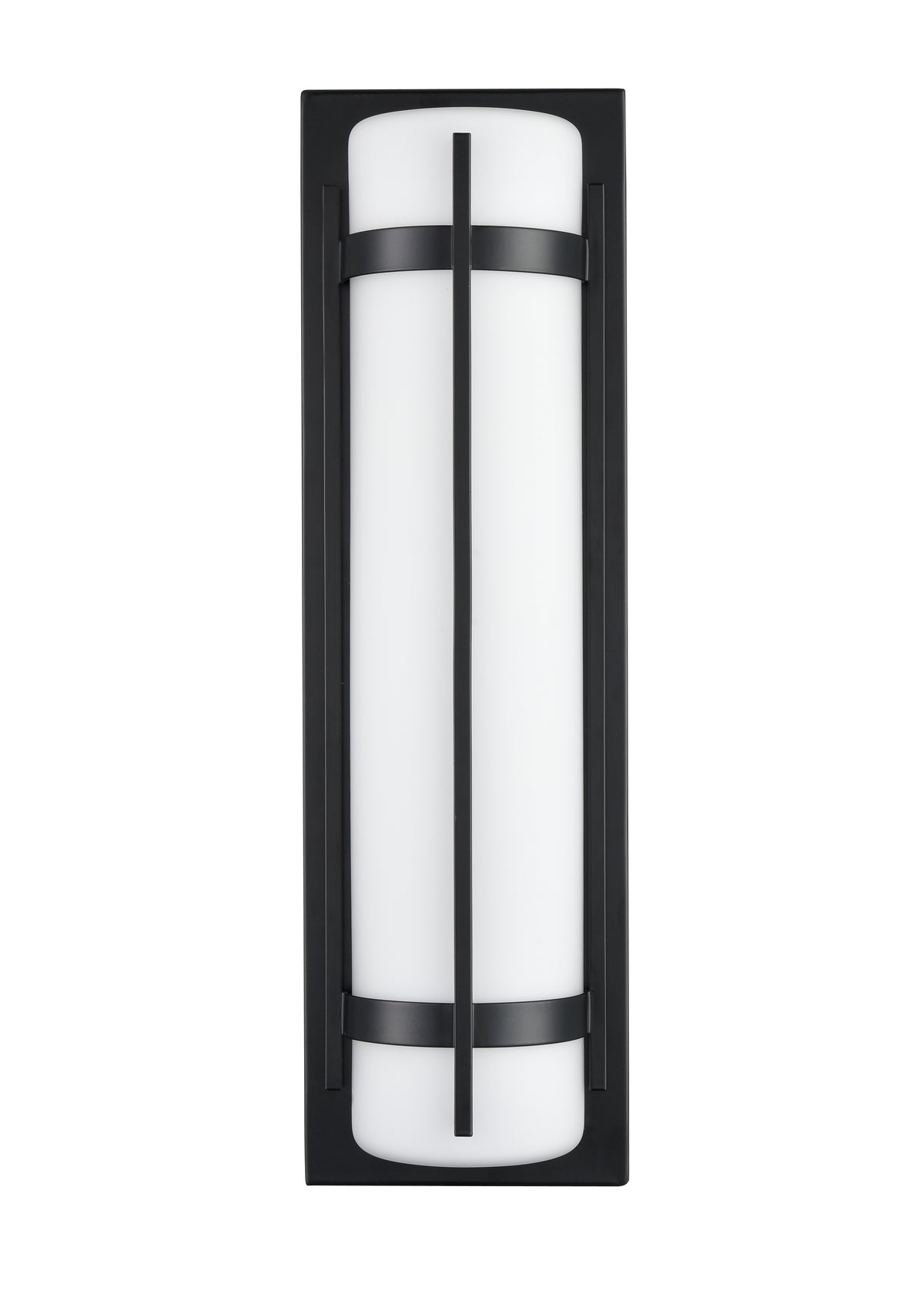 20-inch Powder Coated Black Outdoor Wall Sconce with White Shade