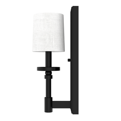 Briargrove 14-inch 1-light Matte Black Wall Sconce with Fabric Shade