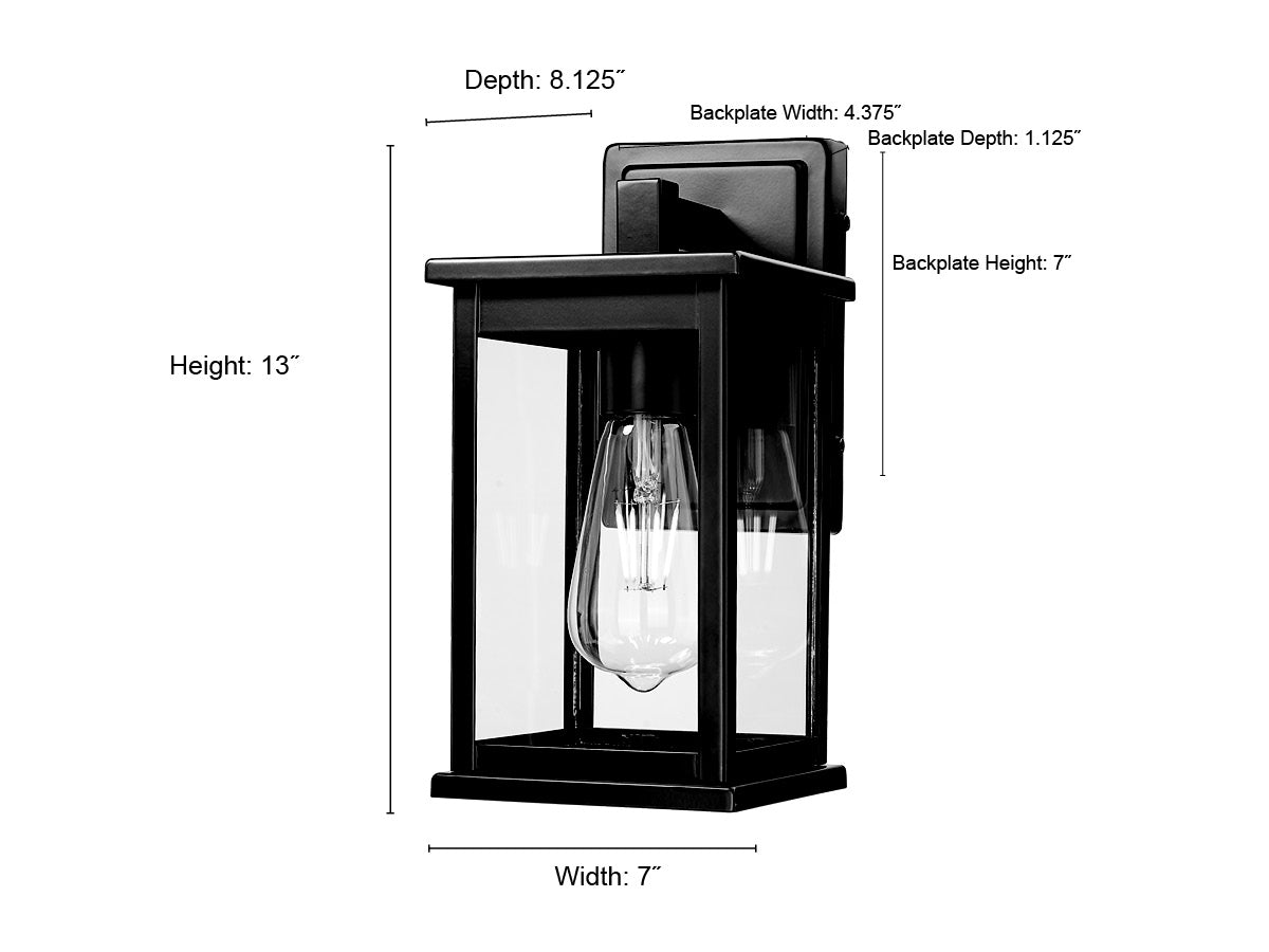 7'' Bowton II Powder Coated Black 1 Light Wall Sconce