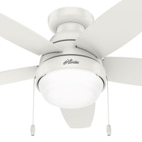 44 inch Lilliana Fresh White Low Profile Ceiling Fan with LED Light Kit and Pull Chain