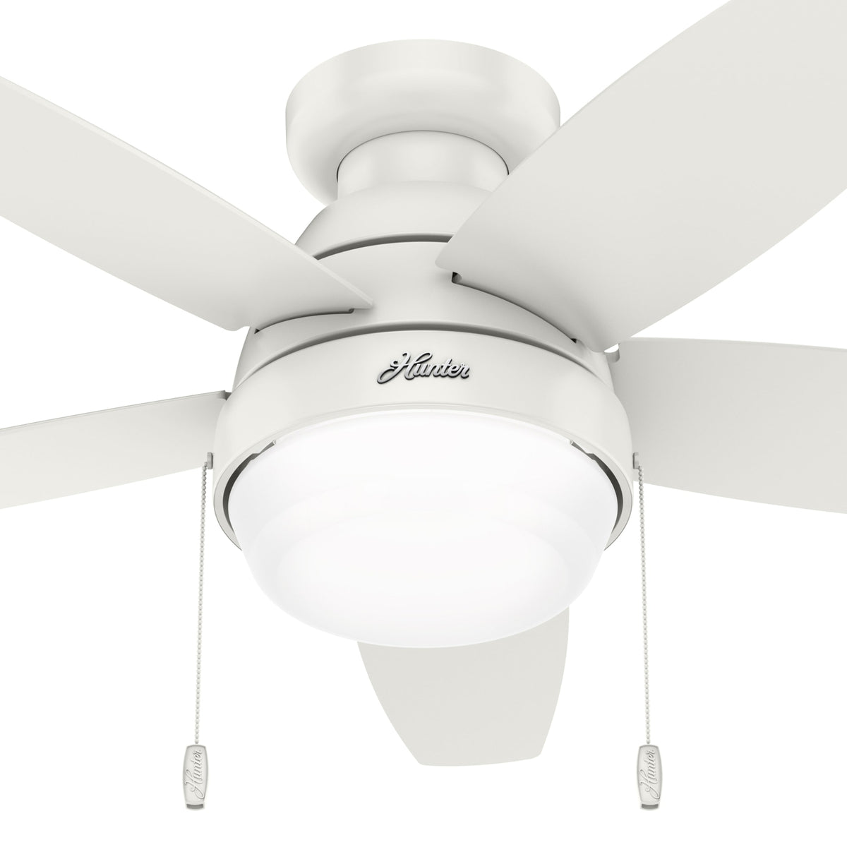 44 inch Lilliana Fresh White Low Profile Ceiling Fan with LED Light Kit and Pull Chain
