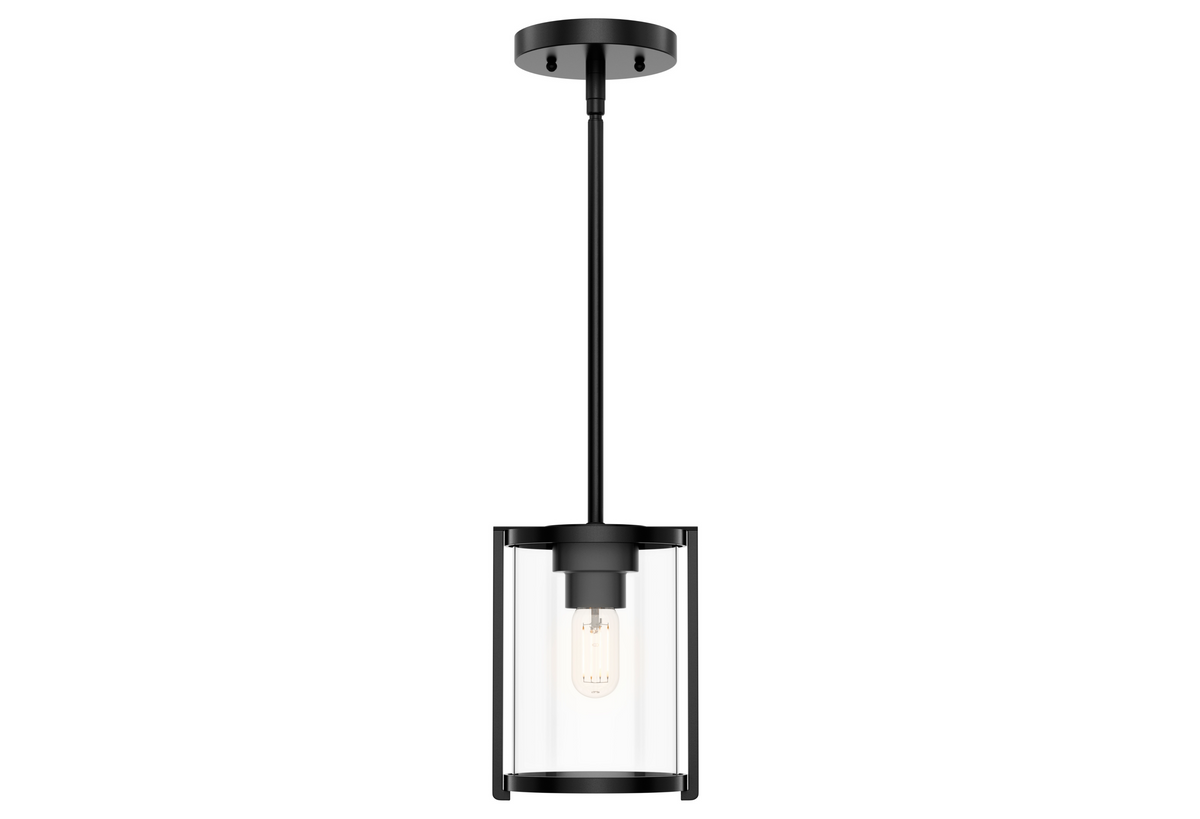 Astwood 6-inch 1-light Matte Black Pendant with Clear Glass