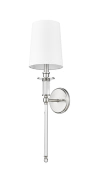 26-inch Brushed Nickel 1-Light Wall Sconce with White Shade