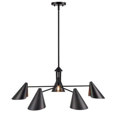 10.75'' Warhol Matte Black 5 Light Chandelier