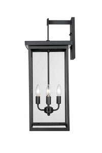 27-inch Barkeley Powder Coated Black 4-Light Outdoor Wall Sconce with Clear Glass
